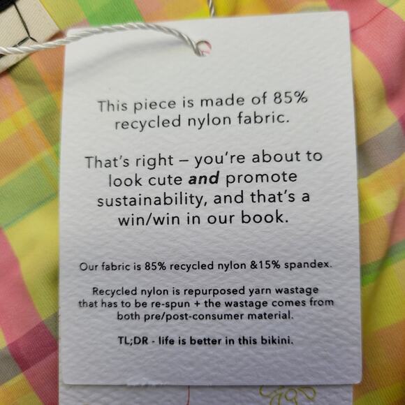 NWT Dippin' Daisy's Reversible Infinite Plaid String Bikini Bottom size Large - Picture 13 of 15